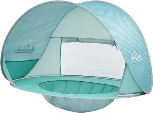 Miniatura 15 de Monobeach Tienda de campaña de playa para bebés con piscina: tienda de campaña desplegable con estrellas marrones para niños pequeños, refugio