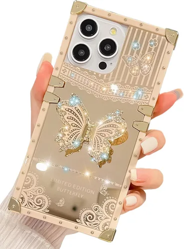 Miniatura 20 de Bonita funda compatible con Samsung Galaxy S22 Ultra, soporte plegable de lujo con diseño de mariposa brillante para mujeres y niñas, funda Blanco