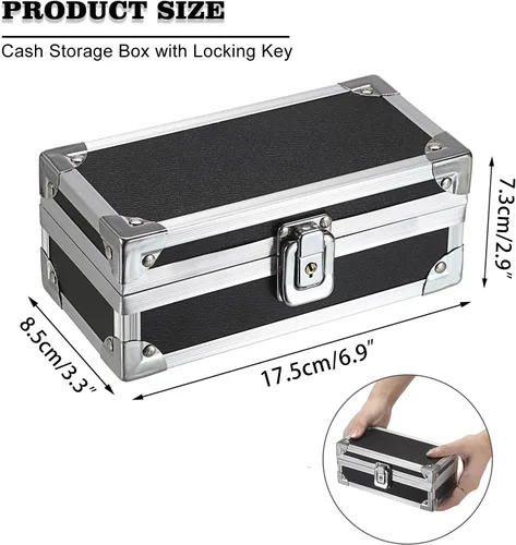 Miniatura 7 de Hipiwe Caja de Dinero con Cerradura, Caja de Dinero de Aleación de Aluminio para Almacenamiento de Dinero con Cerradura, Bandeja de Monedas de Una