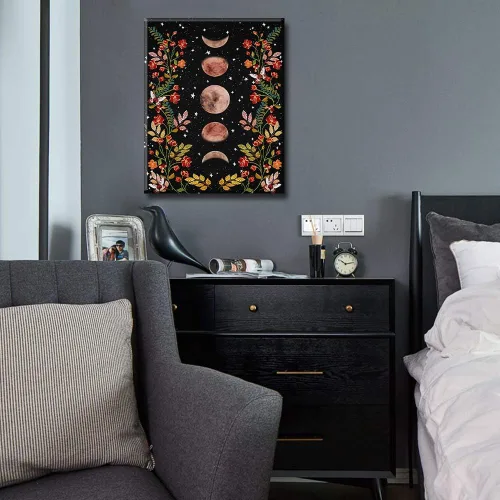 Miniatura 2 de TUMOVO Pintura por Números para Adultos Jardín con Luz de Luna Pintura por Números para Adultos Fase Lunar Rodeada de Enredaderas y Flores Negro Kit