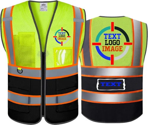 Miniatura 20 de Chaleco de seguridad reflectante personalizado de alta visibilidad chaleco de seguridad para hombres y mujeres, ropa de trabajo de construcción