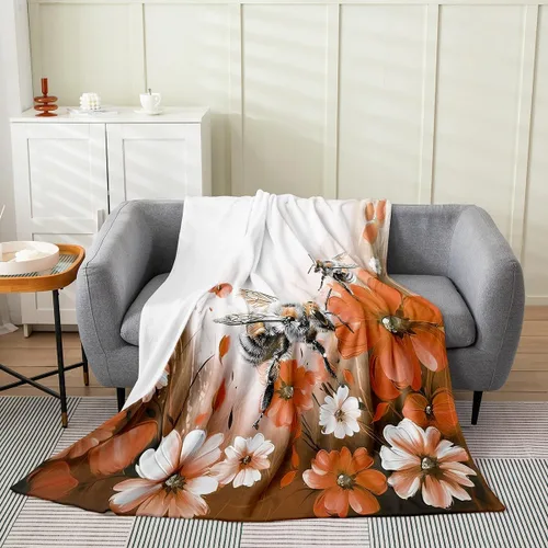 Miniatura 24 de Erosebridal Manta de abeja de 40 x 50 pulgadas, manta de sherpa cálida con estampado de animales 3D para sofá de cama, manta de microfibra suave