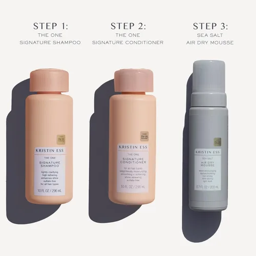 Miniatura 4 de Kristin Ess Hair The One Signature Set – Champú sin sulfato ligeramente aclarante, acondicionador hidratante + textura de sal marina al aire seco
