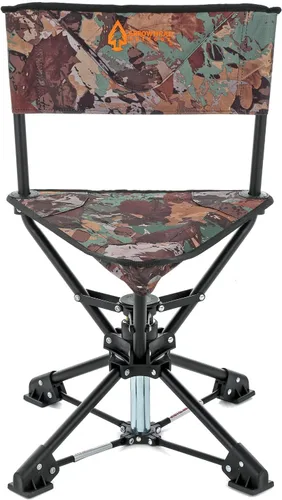 Miniatura 9 de ARROWHEAD OUTDOOR Silla de Caza Giratoria de 360°, Perfecta para Ciegos, Sin Pies que Hundan, Soporta hasta 450lbs, Estuche de Transporte, Marco
