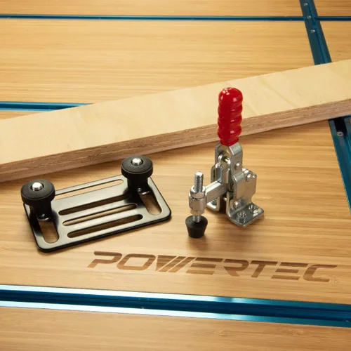 Miniatura 5 de POWERTEC Placa de montaje de abrazadera de palanca con pernos hexagonales, pernos en T para accesorios de pista en T, plantillas y accesorios