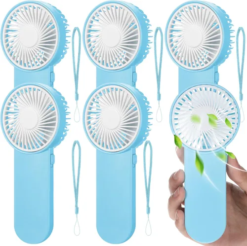 Miniatura 27 de Sumind 6 unidades de pequeño ventilador portátil personal pequeño a granel de 1 velocidad eléctrico lindo alimentado por batería para el cuello