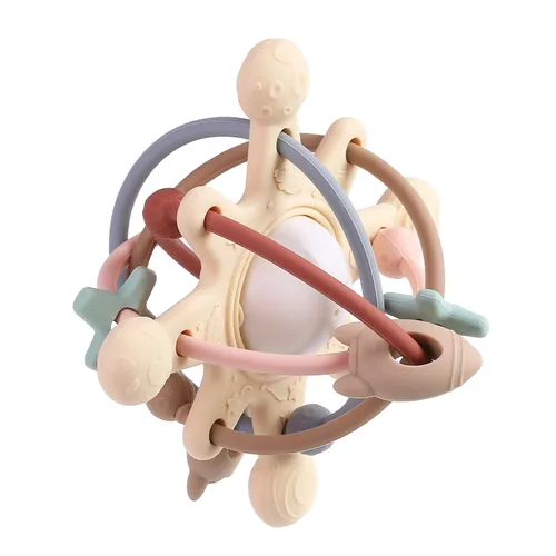 PandaEar Space Planet - Juguete sensorial para bebés – Manhattan sonajero para 0-6, 6-12 meses, silicona segura para congelador, juguete Montessori
