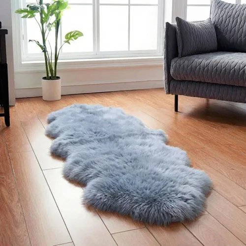 Miniatura 10 de Woolous Alfombra de piel de oveja de 4 x 6, alfombra de piel de cordero natural auténtica de Nueva Zelanda, grande, cuádruple, para decoración
