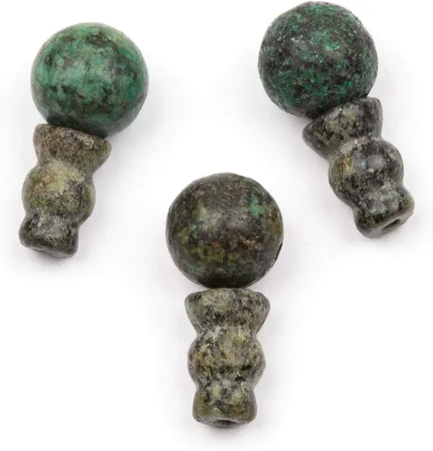 Miniatura 4 de Cherry Blossom Beads Piedra preciosa Mala Guru Bead – Turquesa africana – Tres agujeros 0.394 in redondo con torre de 0.276x0.394 in – Tres
