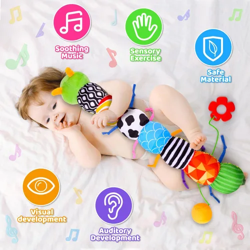 Miniatura 8 de Juguetes para bebés de 0-6 y 6-12 meses, juguetes de peluche para bebés para tiempo de acostarse y desarrollar habilidades sensoriales con crujido