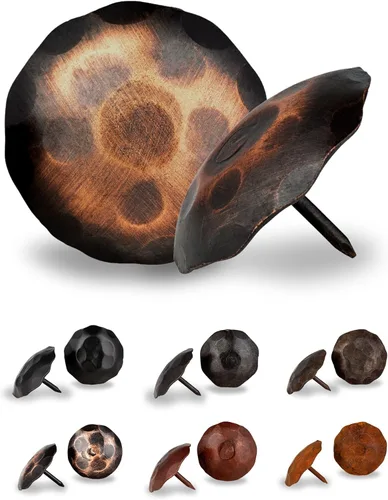 Miniatura 19 de Paquete de 25 clavos decorativos de 1,25 pulgadas de cabeza redonda grande – oxidados – sujetadores rústicos redondos hechos a mano para persiana