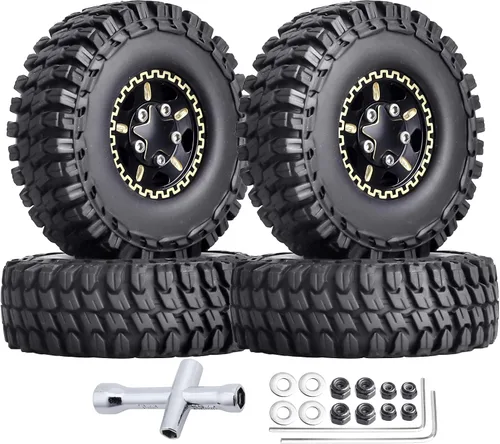 Miniatura 12 de Hobbypark Ruedas y neumáticos Beadlock de latón 1.0 para TRX4M actualizaciones Axial SCX24 1/24 RC Crawler piezas de repuesto, juego de 4 (tipo A)