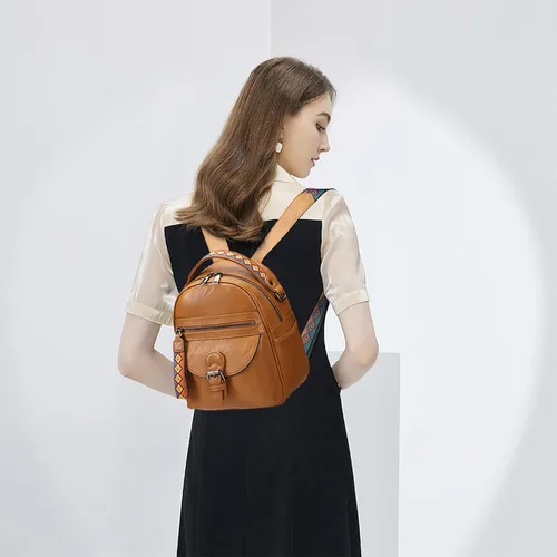 Miniatura 6 de KL928 Mochila pequeña para mujer, mochila de hombro a la moda, marrón (YELLOWISH BROWN), Mochilas Daypack