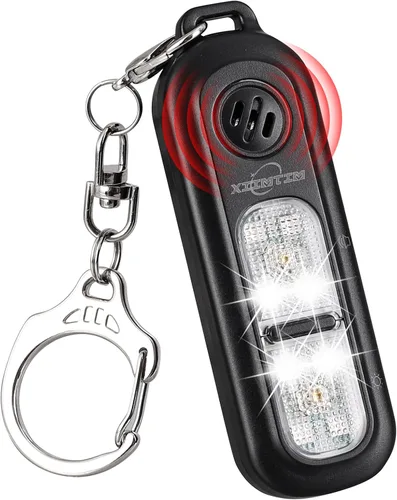 Alarma de 130 dB y flash estroboscópico de 6 horas, clip recargable para correr nocturno/ciclismo, luz de emergencia, IPX4 impermeable, carga tipo