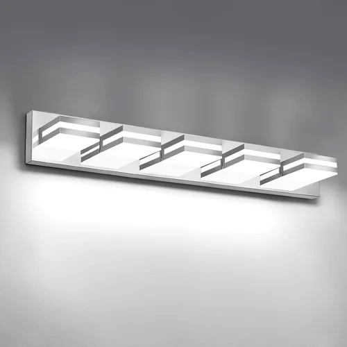 Miniatura 21 de IZORRO Luces LED modernas para baño (8 luces, regulables), iluminación de pared acrílica blanca mate, luces de tocador para baño sobre espejo, 6000