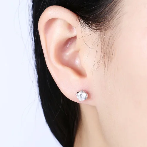 Miniatura 9 de TTVOVO Aretes de plata de ley 925 con circonita cúbica brillante de corte princesa, aretes de diamante de circonita cúbica para mujeres y hombres