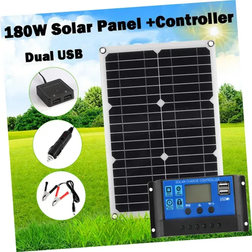 Miniatura 5 de TIDTALEO Dc Dual USB Kit de panel solar portátil con controlador de carga para mantenimiento de batería de camping RV y energía de emergencia