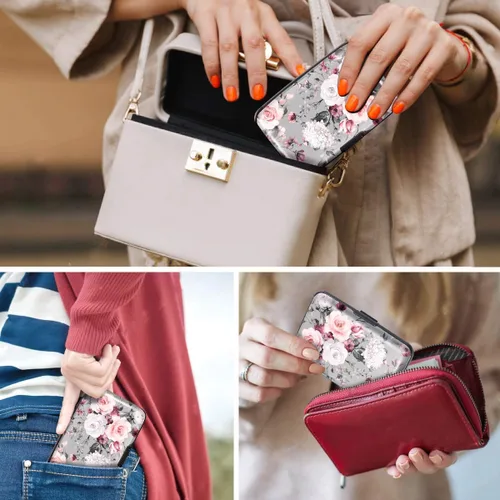 Miniatura 7 de Coco Rossi Mini tarjetero para mujeres u hombres, bloqueo RFID, funda rígida para tarjetas de identificación, cartera de viaje