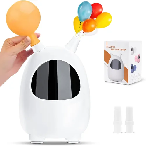 Balloon Pump Electric, SPLAKS Balloons Inflator Air Pump Portable Balloon Blower for Garland Arch, Party Decoration Blanco