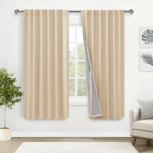 Miniatura 32 de XWZO Cortinas blancas 100% opacas con alzapaños, 2 capas gruesas completamente sombreadas con bolsillo para barra y pestaña trasera, cortinas
