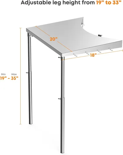 Miniatura 3 de Stanbroil Mesa de Trabajo de Acero Inoxidable se Ajusta a Todas las Parrillas de Carbón Tipo Kettle Weber de 18", 22" y Otras Parrillas de Carbón