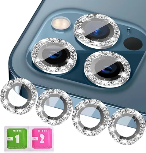 Miniatura 11 de [3+1 compatible con iPhone 12, 12 mini, 12 Pro, protector de lente de cámara con purpurina brillante, cubierta de cámara de vidrio templado