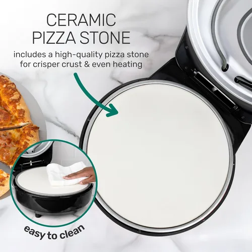 Miniatura 7 de Homecraft Horno de pizza horneado a piedra – 12 pulgadas estilo leñador para interiores, máquina de pizza eléctrica para encimeras – Piedra