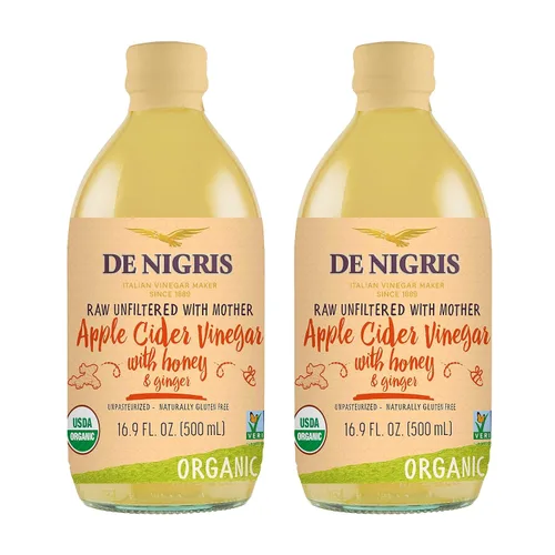 Miniatura 10 de De Nigris Vinagre de Manzana Orgánico Crudo y Sin Filtro 500ml (16,9 Oz) Vinagre de Manzana con Madre, una Fuente de Elementos Funcionales