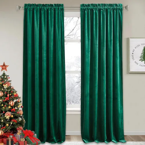 Miniatura 44 de RYB HOME Cortinas de terciopelo verde oliva de 72 pulgadas de largo, cortinas opacas con aislamiento térmico, tratamiento de ventana, decoración