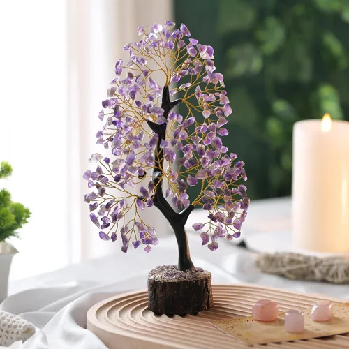 Miniatura 6 de Cristales de amatista, árbol de cristal, piedras de chakras, árbol de la vida, árbol bonsái, decoración de escritorio, árbol artificial, árbol