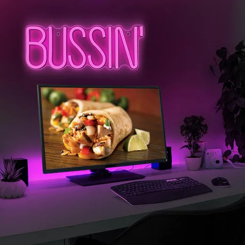 Miniatura 3 de Lumoonosity Bussin - Letrero de neón – Meme Bussin luces de neón LED para jugadores/transmisores/influencers – Letreros LED geniales de moda