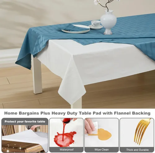 Miniatura 4 de Home Bargains Plus Protector de mesa acolchado resistente con reverso de franela, cortado para ajustar, resistente al calor, se limpia con un paño