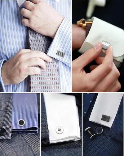Miniatura 10 de Lictin Men's Cufflinks Cuff Links for Men, Stainless Steel Tuxedo Shirt Cuff Links Set