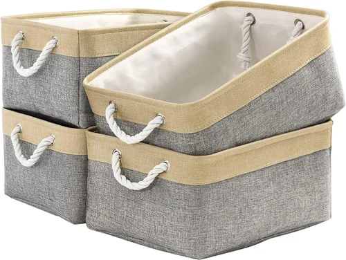 Miniatura 42 de Cesta de organización y almacenamiento para estantes - Paquete pequeño de 6 cestas de almacenamiento de tela plegables para organizar con asa