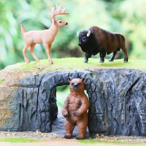 Miniatura 4 de Gemini&Genius Juguetes de animales salvajes, ciervos, bisontes, figuras de oso, figuras de acción realistas de vida silvestre, animales