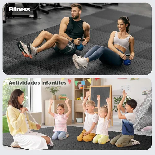 Miniatura 7 de Tapete de gimnasio en casa, tapete de ejercicio de rompecabezas, baldosas de espuma EVA entrelazadas para equipos de entrenamiento en casa y áreas
