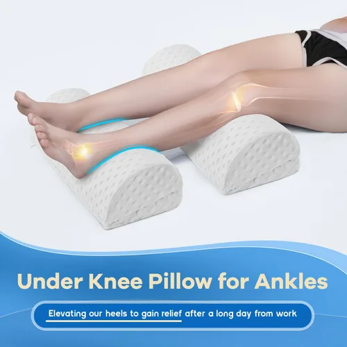 Miniatura 4 de anzhixiu Almohada de pierna de media luna para dormir de espalda, almohada de altura ajustable debajo de la rodilla para tobillos, almohada