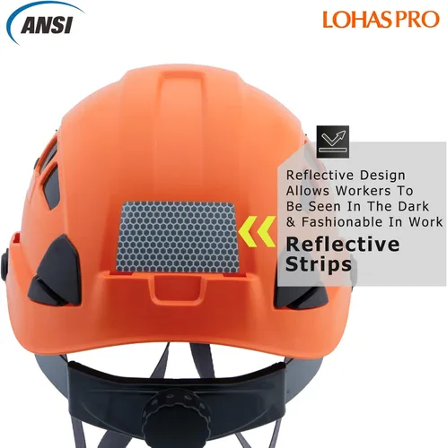 Miniatura 3 de Cascos de Seguridad para Construcción Aprobados por ANSI Z89.1 OSHA, LOHASPRO Casco Duro Ventilado Naranja para Hombres Trabajadores con Correa