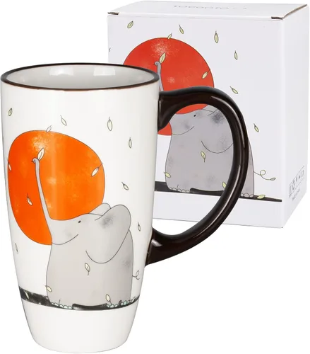 Miniatura 10 de Taza de viaje de cerámica con tapa, tazas de café altas con asa, taza de café y té de porcelana, bonito diseño de erizo, regalos de cumpleaños