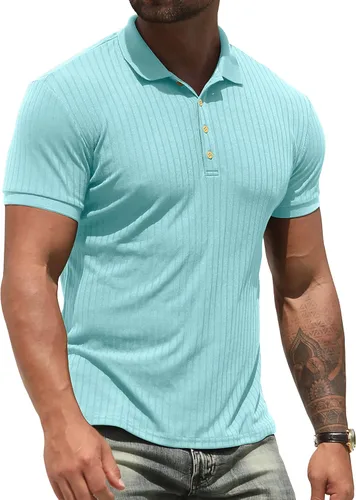 NITAGUT Camisas polo para hombre, pantalones cortos y manga larga, camisas de entrenamiento ajustadas casuales
