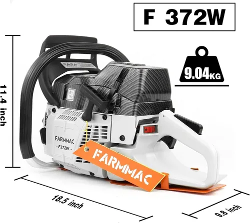 Miniatura 3 de Motosierra de gas de 372 W 71 cc con barra sólida de 24 pulgadas Motosierra de motosierra de gasolina de 2 ciclos 4.1 KW 5.5 HP para trabajos