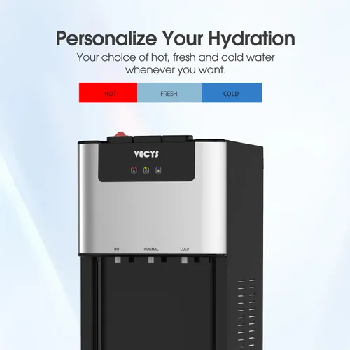 Miniatura 3 de VECYS - Dispensador de agua con carga en parte inferior de 3 y 5 galones, enfriador de agua fría, caliente y a temperatura ambiente con cierre