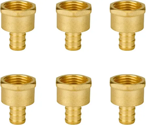 SUNGATOR Paquete de 6 accesorios de latón NPT de 1/2" PEX a 1/2" hembra, certificado UPC
