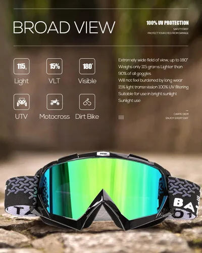 Miniatura 4 de BATFOX Gafas de Motocicleta Gafas Protectoras Moto de Cross Motocross Seguridad ATV Táctica Conducción (Azul Negro, Adulto)