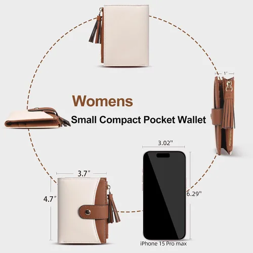 Miniatura 4 de yiijay Billetera pequeña para mujer, con bloqueo RFID, plegable, delgada, de cuero, para tarjetas de crédito, billetera pequeña con bolsillo