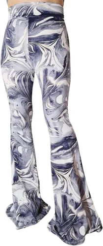 Miniatura 16 de ShopMyTrend - Pantalones de yoga largos con piernas anchas y acampanadas estilo palazzo, con cintura alta, para mujer