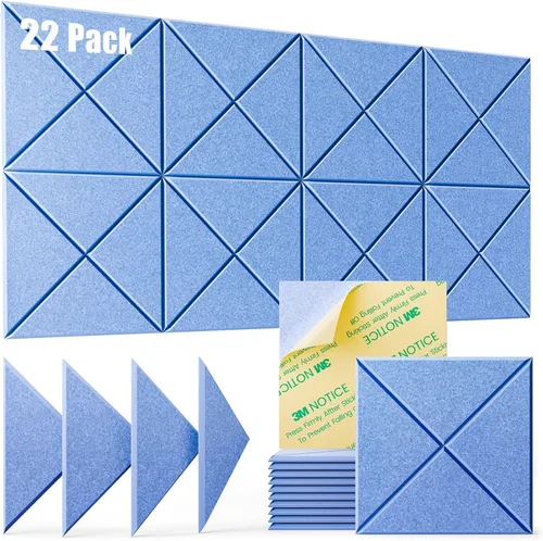 Miniatura 23 de Paquete de 22 paneles acústicos autoadhesivos, 12"X 12"X 0.4" paneles de espuma insonorizante, paneles de pared insonorizados de alta densidad
