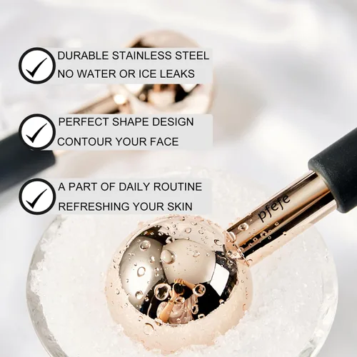 Miniatura 2 de pfefe Globos de hielo para cara y ojos, varillas de acero inoxidable irrompibles para rutinas de belleza, tratamientos faciales con rodillos fríos
