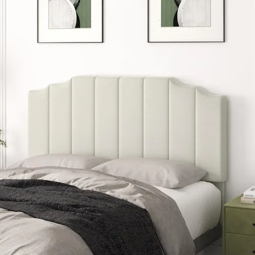 Miniatura 16 de Befurtori Cabecera Solo Tamaño King, Cabecera de Terciopelo Montada en Pared King para Cama Ajustable Cabecera Moderna Tapizada Fácil Montaje, Gris