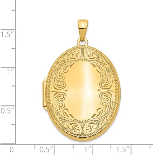 Miniatura 3 de Jewels By Lux 14K Yellow Gold 31mm Oval Scroll Locket